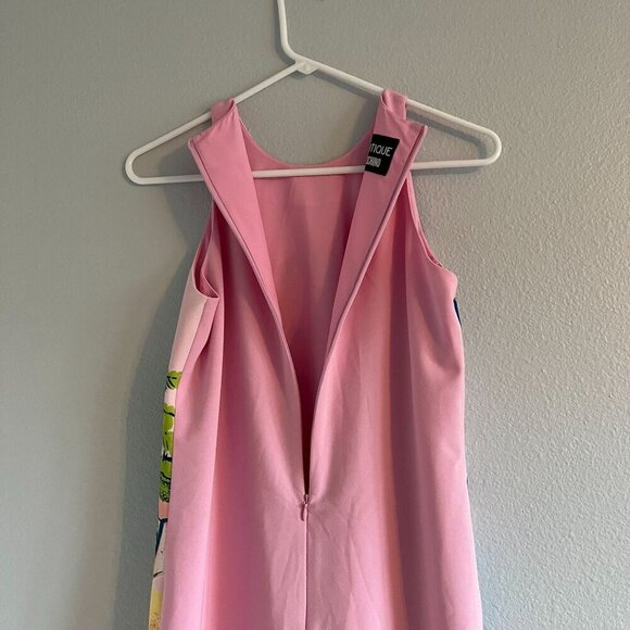 Boutique Moschino Holiday Graphic Print Sleeveless Shift Mini Dress Pink‎ 6 - Picture 10 of 14